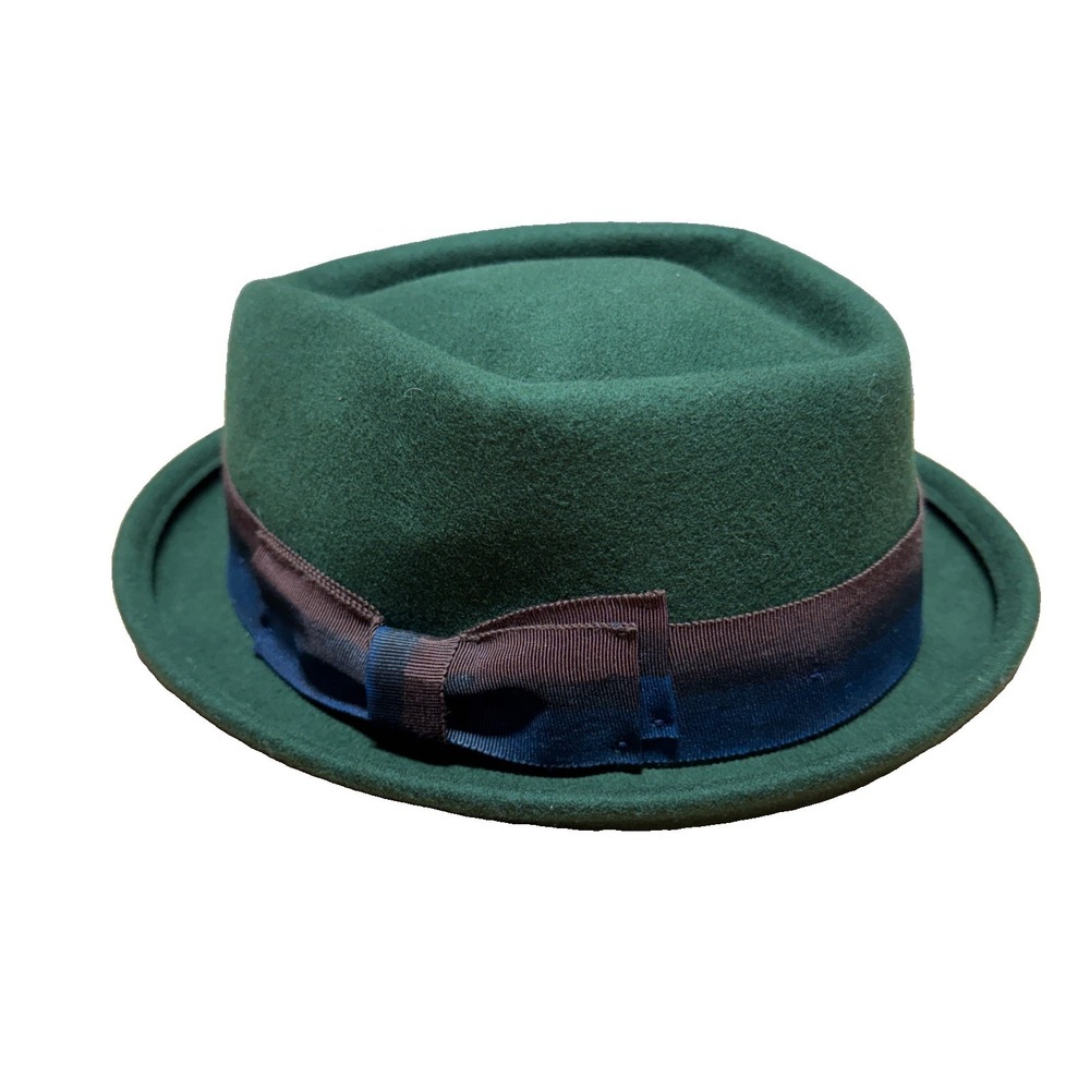 Vintage GOORIN BROS. Dark Green Fedora 100% Wool W/Ribbon Band San Francisco